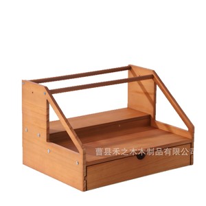 Estante de escritorio de madera Hezhimu de 2 niveles, estante de almacenamiento para utensilios de cocina - Product Image 4