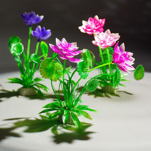 Usine directe 14.5cm petite Simulation nénuphar Lotus & herbe en plastique Aquarium aquarium décoration ornement pour salon - Product Image 3