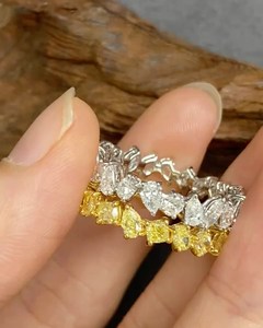 Alliance éternelle en moissanite jaune avec diamants multicolores pour mariage, certifiée IGI, zircon, évaluation de fiançailles incluse - Product Image 3