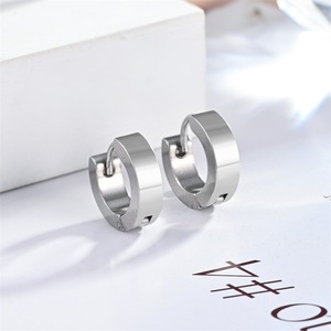 Stainless Steel Huggie Earrings Round Geometric Minimalist Unisex Fashion Hoop Earings Simple <b>Studs</b> For Daily Wear - Product Image 3