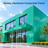 Panneau composite en aluminium brillant 4 mm 4x8 pieds, revêtement FEVE bleu, panneau ACM pour revêtement d'entrée de salle d'exposition