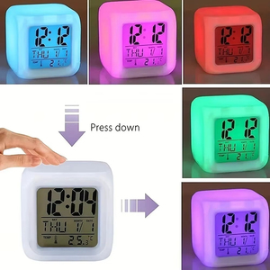 Wholesale Colorful LED Alarm Clock with Night Light Square Silent Digital & Analog Small <b>Electronic</b> - Product Image 6