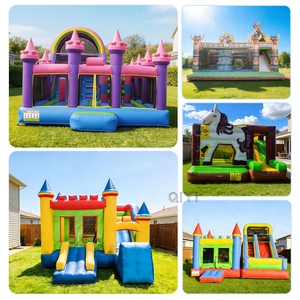 Château gonflable commercial grand format, combo humide/sec, pour fêtes, avec système de souffleur d'eau double, grand château gonflable - Product Image 3