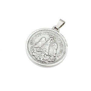Pendentif Aigle Mexicain en Acier Inoxydable, Design Ange 50 Pesos, Bijou Thème Double Face, Cadeau Unisexe - Product Image 4