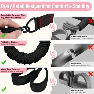 Pédalier de tension amélioré avec poignées, tubes en latex et tissu en mousse souple pour exercices de sit-up, bras et Pilates - Product Image 5