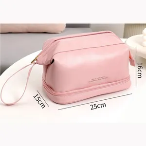 Wholesale zipper bag for washing and storage cosmetic bags custom travel pink makeup bag professional