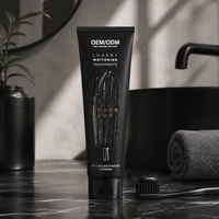 Dentifrice blanchissant de luxe noir OEM 75 ml + Brosse à dents, ensemble de soins bucco-dentaires blanchissants premium avec charbon bioactivé