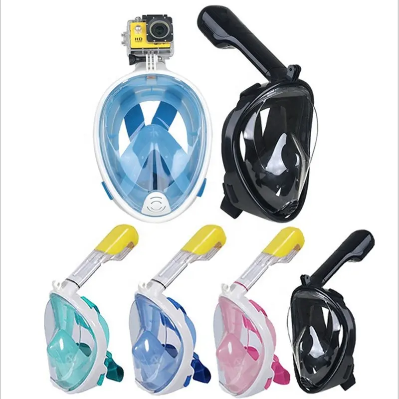 Dry diving swimming free to breathing 180 wide view anti leak full face snorkel mask