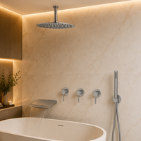 Ensemble de mitigeur de douche encastré 3 fonctions en acier inoxydable 316L, résistant à la corrosion, avec robinet de douche pluie et robinet de baignoire cascade