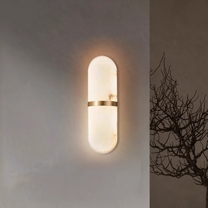 Lámpara de pared minimalista de mármol, fuente de luz LED ovalada de 220V para decoración de sala de estar, dormitorio y pasillo - Product Image 1