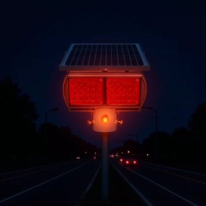 Feux de signalisation à LED à double face à énergie solaire, lumière stroboscopique de signalisation ferroviaire, protection IP65, cadre en aluminium rouge - Product Image 1