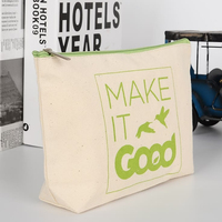 Pochette zippée en coton personnalisée, sac à maquillage écologique, impression de logo, grande taille, légère, durable, vente en gros, marques de cosmétiques Minh