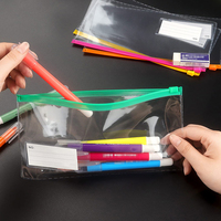 Pochettes pliables en plastique transparent format A6 avec fermeture éclair, idéales pour étuis à crayons et rangement de documents en vrac