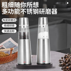 Juego de molinillos de pimienta de acero inoxidable, forma cilíndrica portátil con tapas metálicas para viajes y uso en la cocina del hogar - Product Image 3