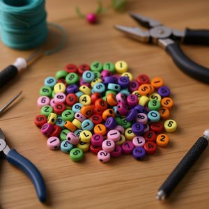 Perline numerate Ilan 4x7mm in acrilico, perline artigianali rotonde resistenti, dipinte, per manualidades, 17g - Product Image 2