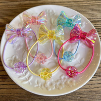 Superbe ensemble de 2 élastiques à cheveux papillon avec nœud, en acrylique couleur bonbon, accessoires de mode pour queue de cheval pour filles
