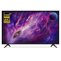 Téléviseur intelligent LED 4K UHD Full HD 2160P de 100 pouces TV-100-100 pour diffusion en direct, Android, Wi-Fi, lecture YouTube, écran noir