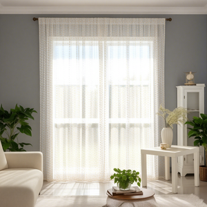 Tela de Cortina Transparente Moderna de Lujo con Estampado Jacquard de Puntos Dorados, Poliéster Anti-UV, Filtrado de Luz, Tela de Cortina Personalizada para Decoración del Hogar - Product Image 2