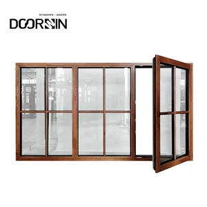 Modern Wooden Casement Windows With Mosquito Net For Villa And House