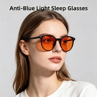Lunettes de vue rondes TR90 171 Fashion, verres rouge-orange 99%, anti-lumière bleue pour ordinateur, anti-fatigue, favorisant le sommeil, monture optique