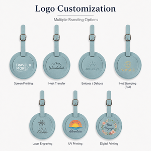 Étiquette de <span class=keywords><strong>bagage</strong></span> en cuir personnalisée avec logo, multicolore, étiquette de valise personnalisée, étiquette de voyage en cuir PU en gros pour cadeau promotionnel - Product Image 2