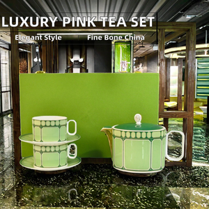 Classic Light Luxury <b>Pink</b> Ceramic Bone China Tea Set with Eco-Friendly Cups Saucer Stocked <b>Gift</b> <b>Box</b> for Hotels & Wedding <b>Gifts</b> - Product Image 2