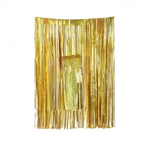 Cortina de Flecos Metálicos Rosa Dorado, Rectangular, Decoración para Fondo de Fiesta de Cumpleaños - Product Image 1