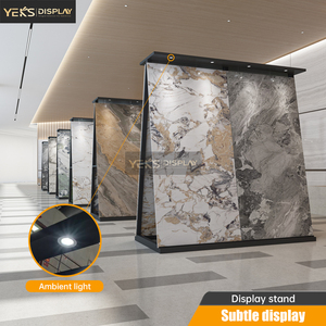 Présentoirs pliables portables double face Yeks personnalisés pour plaques de marbre et de roche, pour présentation verticale sur le sol en métal en showroom - Product Image 6