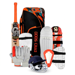 Kit completo de críquet CA Pro 5k, equipo de protección, kit completo de entrenamiento de críquet con bolsa, casco, equipo de protección, bate, pelotas - Product Image 1