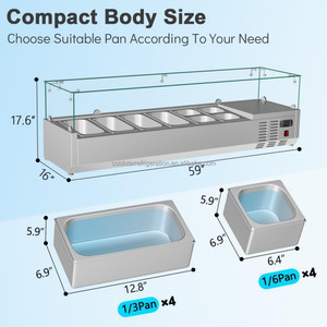 Mesa refrigerada comercial de vidrio para ensaladas 2026, nueva, para mostrador, con gabinete para conservación de ingredientes frescos - Product Image 4