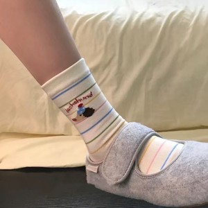 Crew <b>Socks</b> Women Striped Cartoon Letter Breathable Sweat-Absorbing <b>Polyester</b> Spring Summer Youth Fashion - Product Image 1