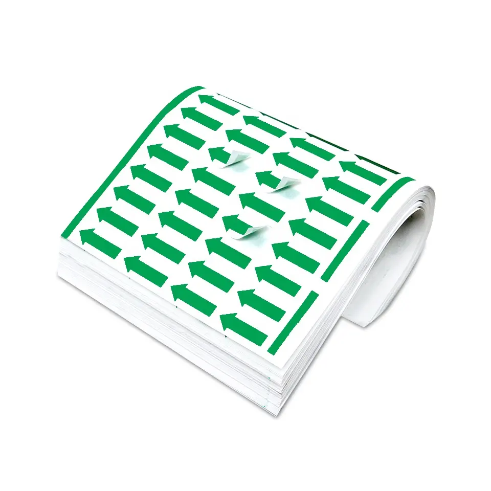 Étiquettes de flèche auto-adhésives imperméables à haute adhérence Instructions directionnelles en papier dans différentes tailles Couleurs Étiquettes d'emballage RTS
