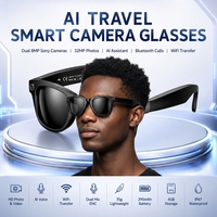 Lunettes Intelligentes IA avec Double Caméra HD Sony 8MP, Vidéo 1080P, Transfert WiFi, Audio Open-Ear, Lunettes de Soleil Intelligentes pour le Voyage