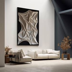 Tranh treo tường gỗ nghệ thuật đen trắng 2 màu sang trọng hiện đại phong cách đơn giản chất liệu gỗ 3D có vân - Product Image 5