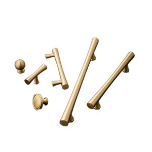 Poignées modernes et simples en laiton massif doré, longues poignées en T pour portes de placards de cuisine, tiroirs, armoires, commodes, chambres et salles de bain - Product Image 1