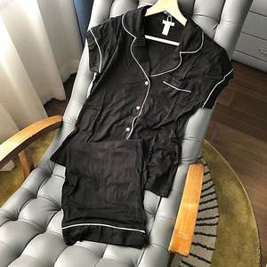 WanBao-Conjunto de Pijama Personalizado para Mujer, Ropa de Dormir de Color Sólido, Color Azul, Color Liso, Talla XL, Material Viscosa, Verano - Product Image 3