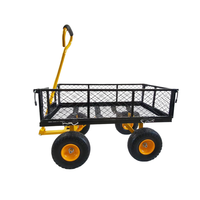 Chariot de jardin en métal robuste à 4 roues, remorque utilitaire à benne basculante avec côtés amovibles, tout-terrain, pour jardinage et agriculture, OEM