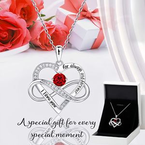 Nuova Collana Transfrontaliera a Cuore <span class=keywords><strong>Infinito</strong></span> in Rame con Bambù, Ciondolo alla Moda con Zirconi e Scritta 'I Love You', Regalo di San Valentino - Product Image 2