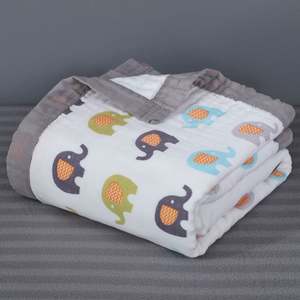Wholesale 100% Bamboo Cotton <b>Muslin</b> Swaddle <b>Blanket</b> Quality Newborn Wrap 6 Layers Woven Technique - Product Image 6
