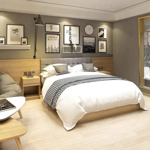 Melamine <strong>Hotel</strong> Rooms Furniture Wooden <strong>Bedframes</strong> With Headboard - Product Image 3