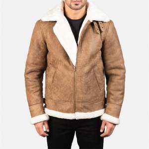 Oem invierno otoño prendas de vestir Vintage desgastado Sherpa forro marrón cuero bombardero chaqueta - Product Image 2