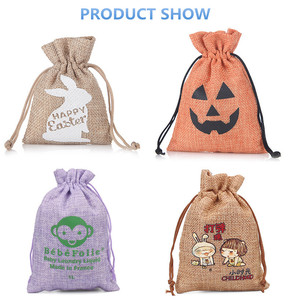 Sac cadeau avec cordon de serrage, pochette d'emballage, impression de logo personnalisé, pochette en lin avec cordon de serrage - Product Image 6