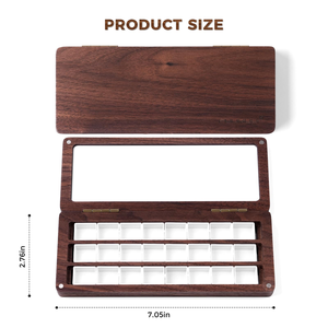 Boîte à aquarelle en <span class=keywords><strong>bois</strong></span> de noyer avec couvercle, 24 compartiments amovibles pour demi-palettes, boîte d'artisanat en <span class=keywords><strong>bois</strong></span> avec pinceaux de voyage pour la peinture - Product Image 3
