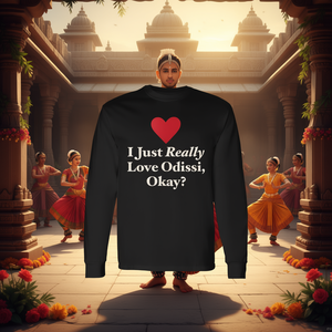 Je suis vraiment un fan d'Odissi, c'est pour ça que j'aime les Mudras indiens, citation musicale, t-shirt à manches longues - Product Image 1