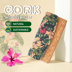 Sac à main Boshiho pour femme en liège végétalien écologique avec rabat et boucles, 3 couleurs interchangeables, longue bandoulière, protection RFID, logo en polyester, parfait - Product Image 3