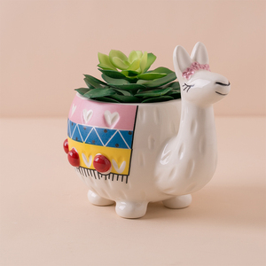 Nouveau Design Mignon <span class=keywords><strong>Petit</strong></span> <span class=keywords><strong>Pas</strong></span> <span class=keywords><strong>Cher</strong></span> Dessin Animé Animal Chameau Tient Des Conceptions En Céramique Pots <span class=keywords><strong>De</strong></span> Fleurs - Product Image 2
