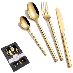 4PCS Smooth easy cleaning modern silverware flatware spoon and fork set stainless steel cutlery