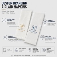 Serviettes en papier Airlaid personnalisées avec logo imprimé, pliage 1/8, serviettes de table blanches de qualité supérieure pour hôtel, restaurant, 55 GSM, 33x40 cm, effet lin