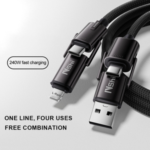 Câble de charge multi-prise USB-C tressé en nylon 4 en 1 240W à charge rapide avec conducteur en cuivre pur pour iPhone <span class=keywords><strong>iPad</strong></span> ordinateur portable - Product Image 2