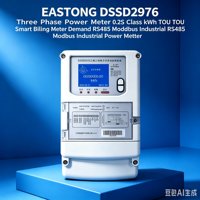 Compteur d'énergie intelligent EASTSONG DSSD2976 0.2S triphasé 3 fils 3x100V/220-380V 6A kWh avec mesure de la consommation en temps réel (TOU) et communication RS485 Modbus